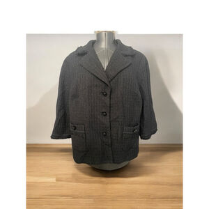 Size 18W Black Tweed Lined Single Breast 3/4 sleeve Collar Pockets Office